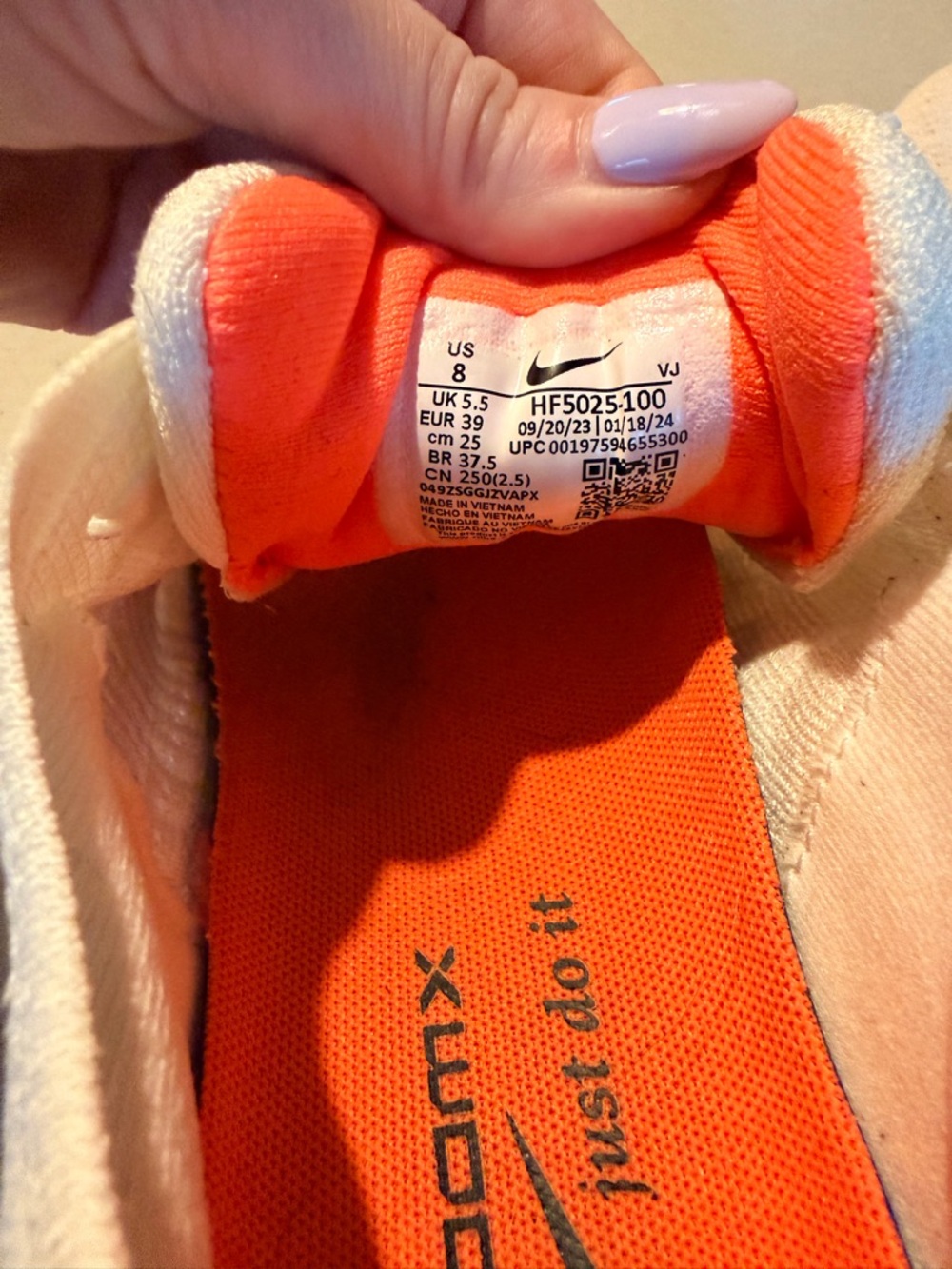 Nike Women’s Invincible Run 3 White with Pink and Orange Accents - Picture 6 of 8